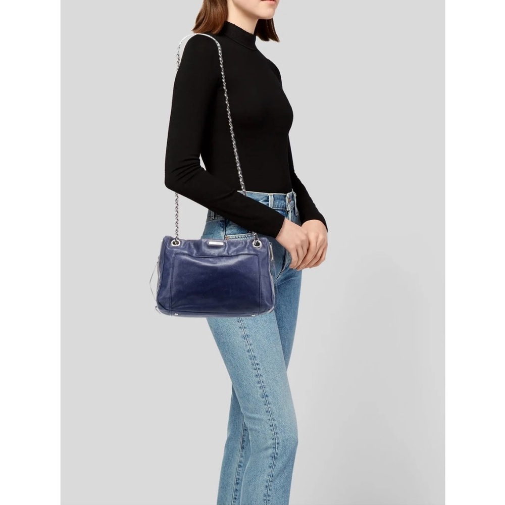 REBECCA MINKOFF  Chain- Link Leather Shoulder Bag Blue